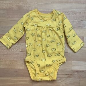 Carters 3m Yellow Butterfly Bow Onesie NWOT